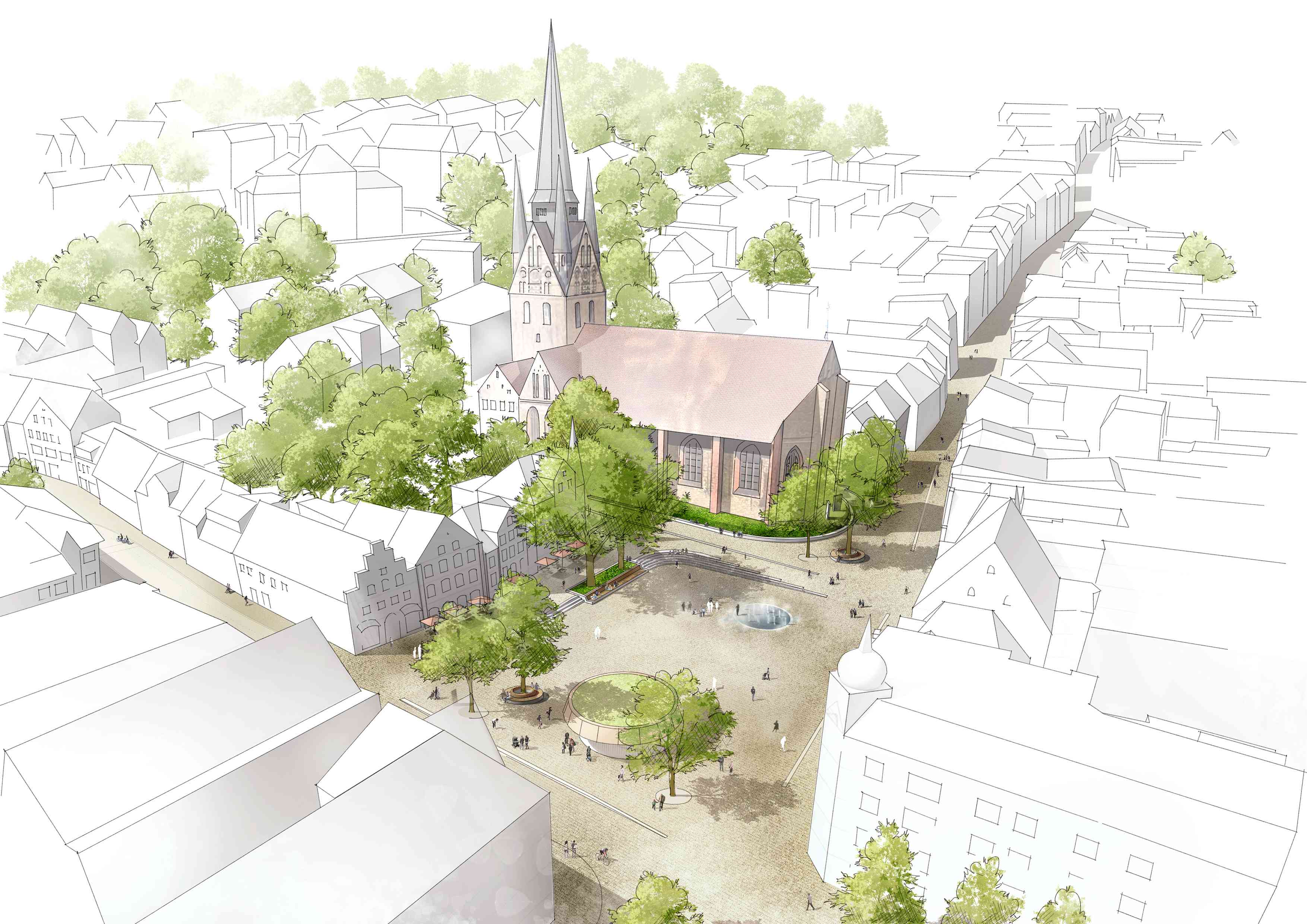 Paerspektivische Darstellung Flensburg Südermarkt, Planorama GmbH